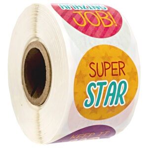 Bright Teacher Message Homework Stickers Roll of 500 1.5” labels